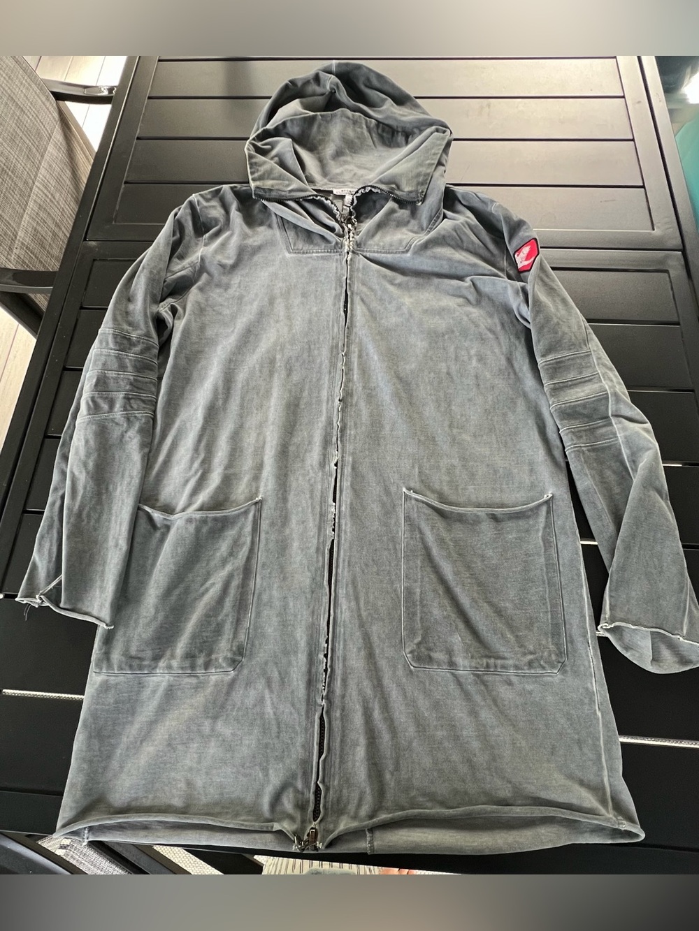 Parasuco Vintage Y2K Gray Acid Wash Full Zip Hoodie Jacket w/ pockets, Size L.